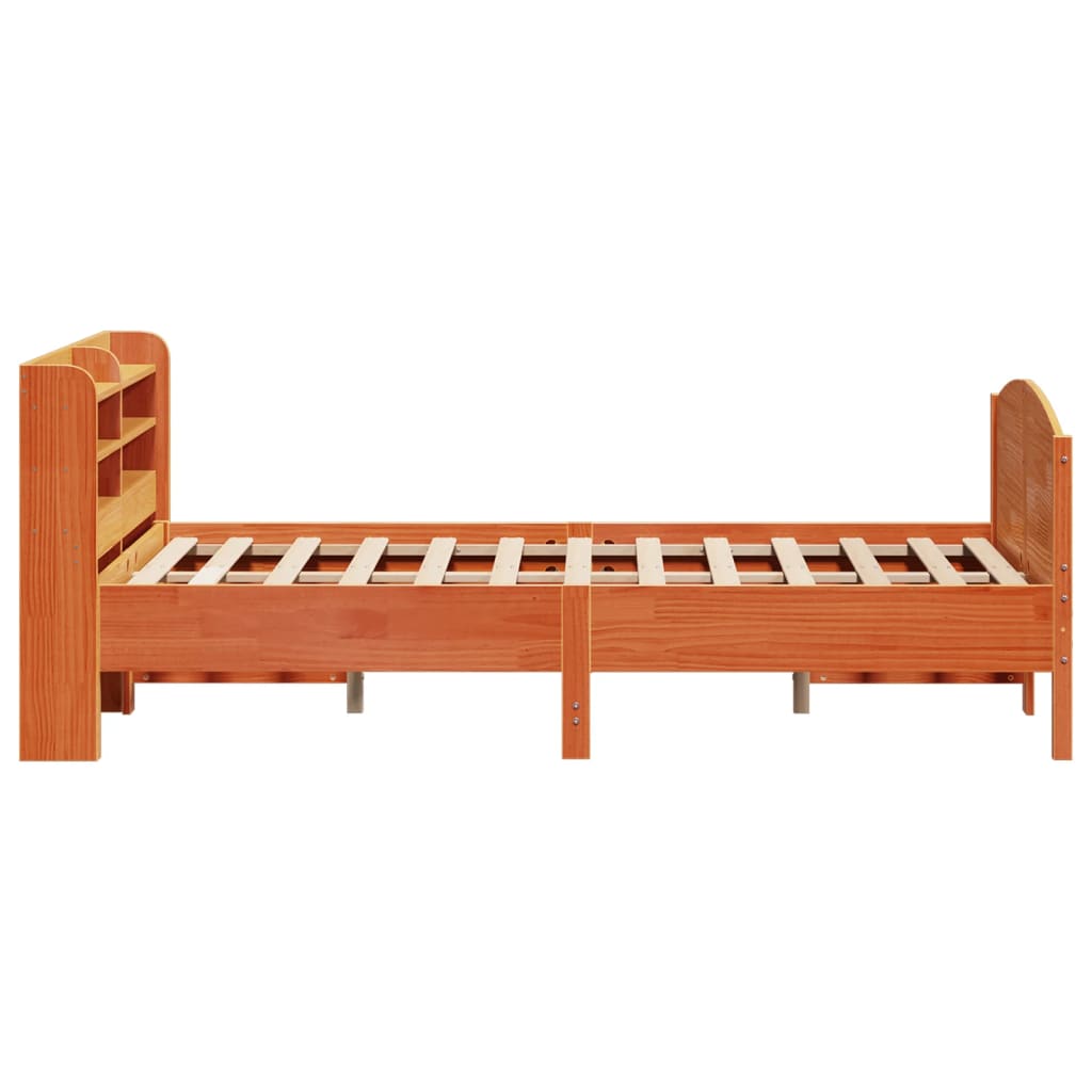 vidaXL Cama sin colchón madera maciza de pino marrón cera 140x200 cm