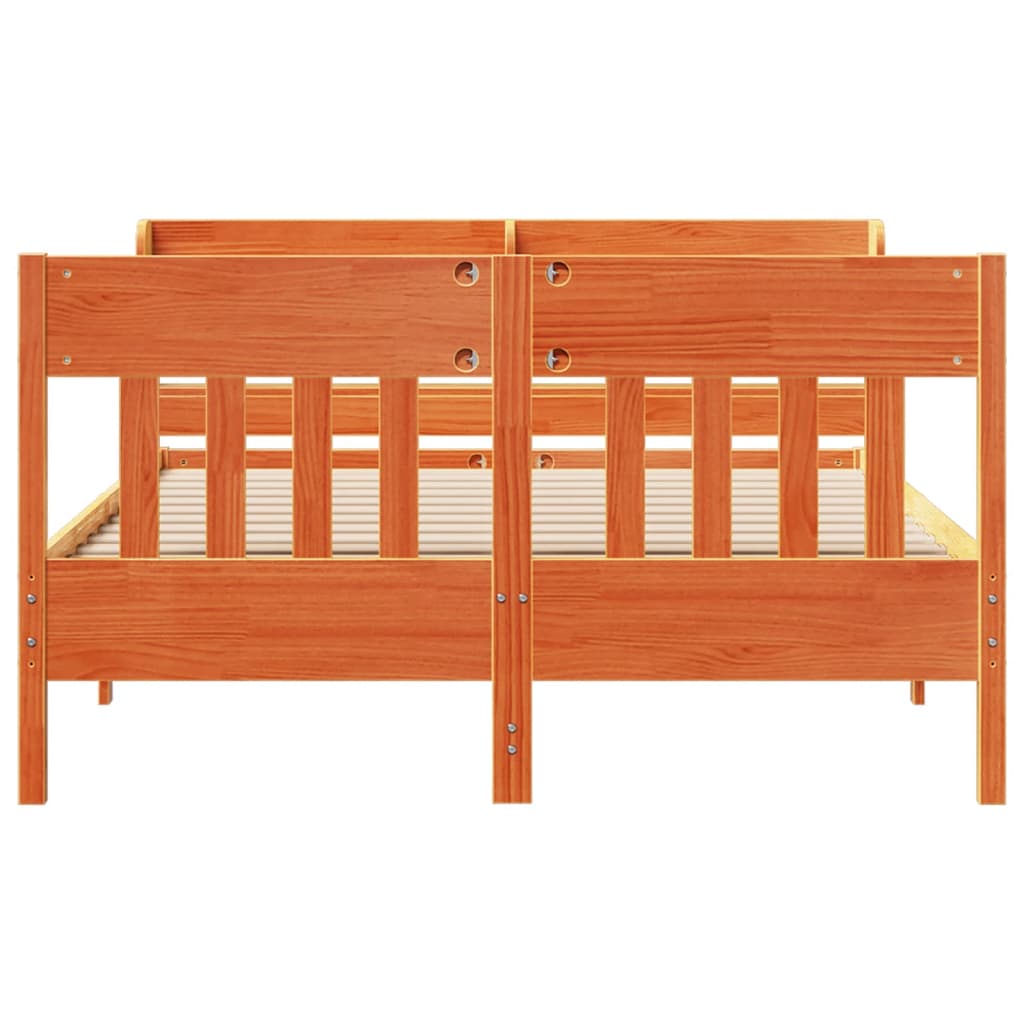 vidaXL Cama sin colchón madera maciza de pino marrón cera 120x200 cm