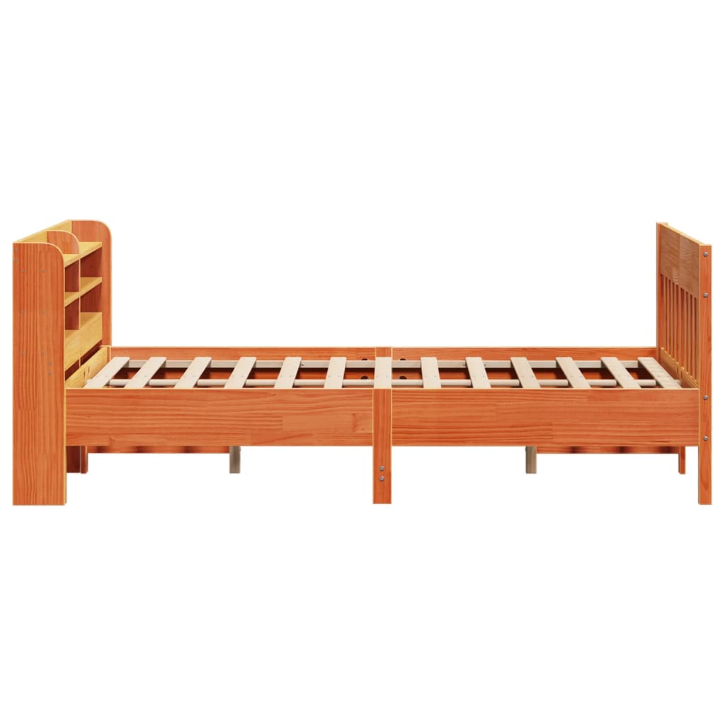 vidaXL Cama sin colchón madera maciza de pino marrón cera 120x200 cm