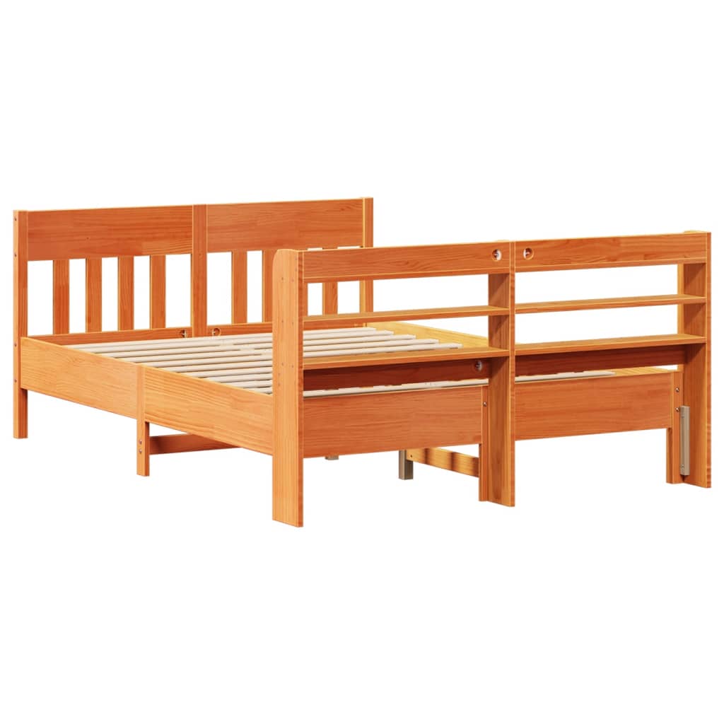 vidaXL Cama sin colchón madera maciza de pino marrón cera 120x200 cm