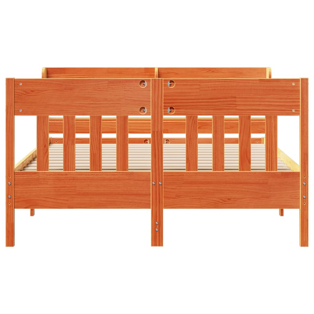 vidaXL Cama sin colchón madera maciza de pino marrón cera 140x190 cm