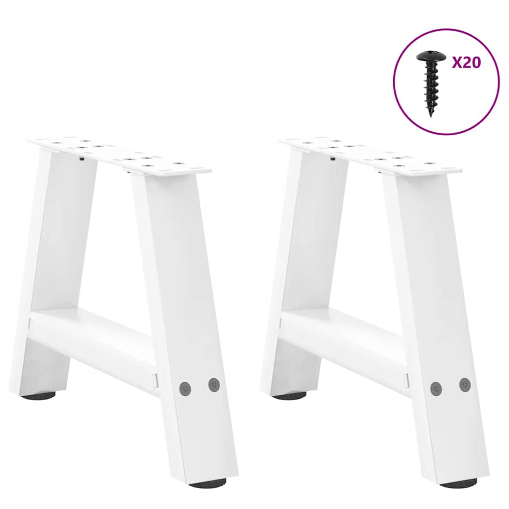 vidaXL Patas de mesa de centro forma A 2uds acero blanco 40x(30-31) cm