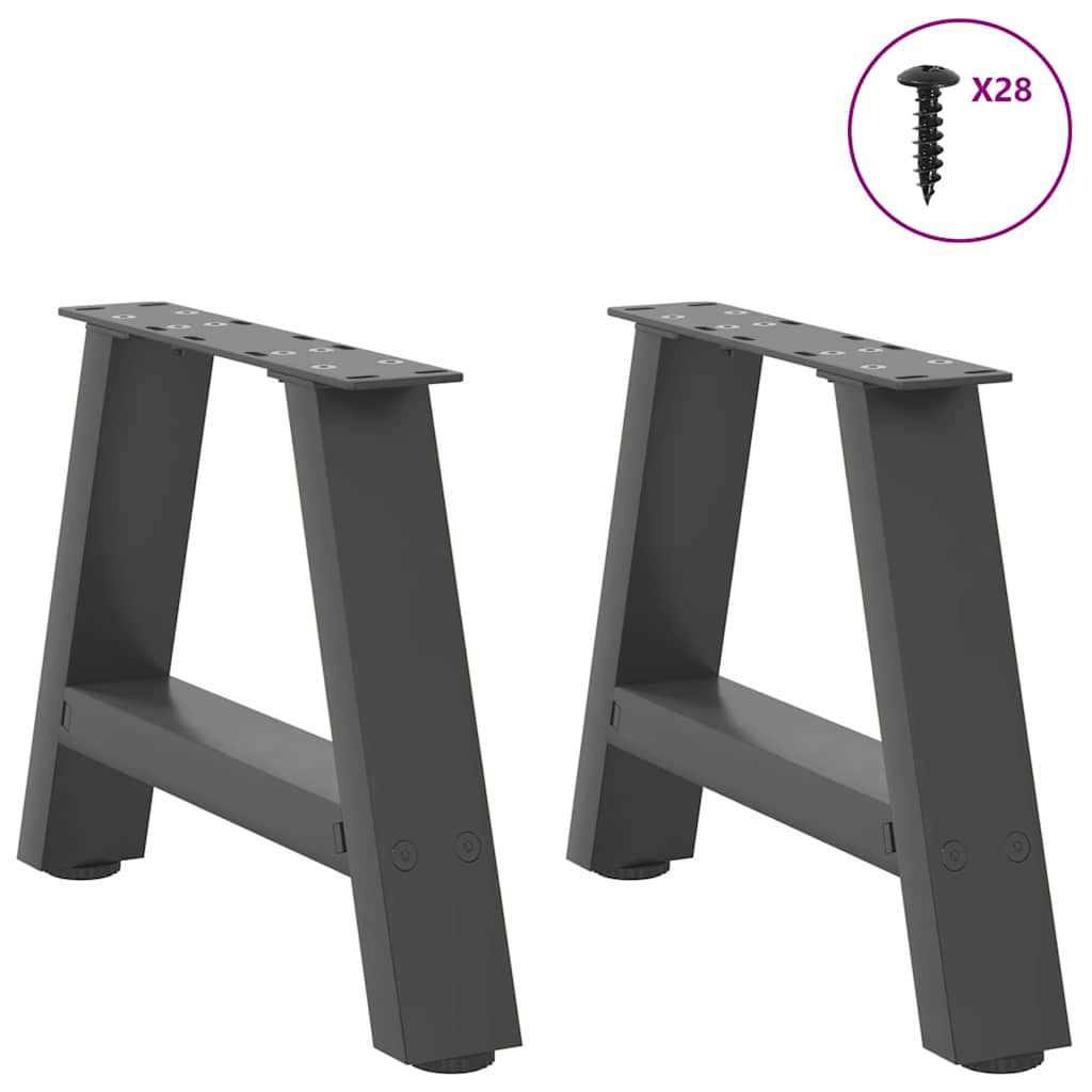 vidaXL Patas de mesa centro forma A 2uds acero antracita 50x(30-31) cm