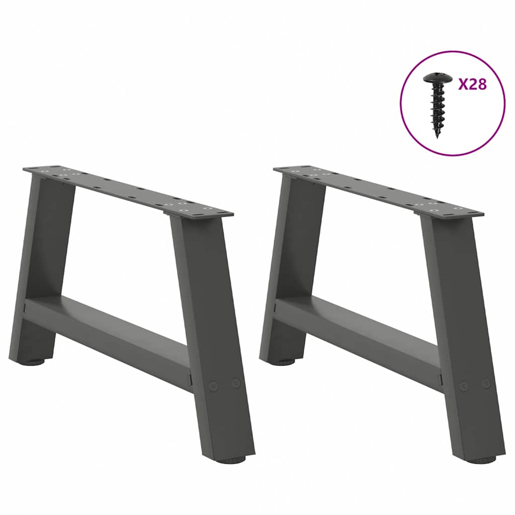 vidaXL Patas de mesa centro forma A 2uds acero antracita 70x(30-31) cm