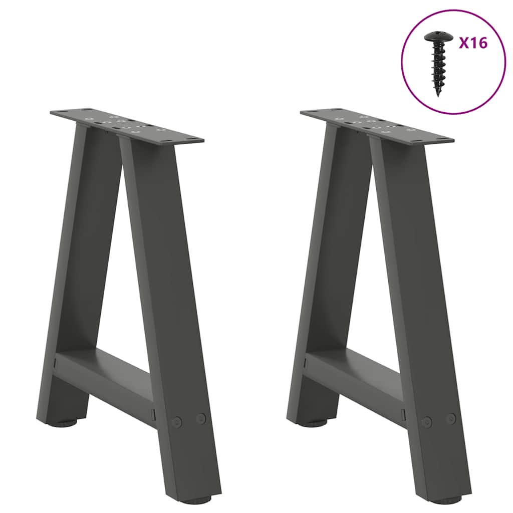 vidaXL Patas de mesa centro forma A 2uds acero antracita 38x(42-43) cm