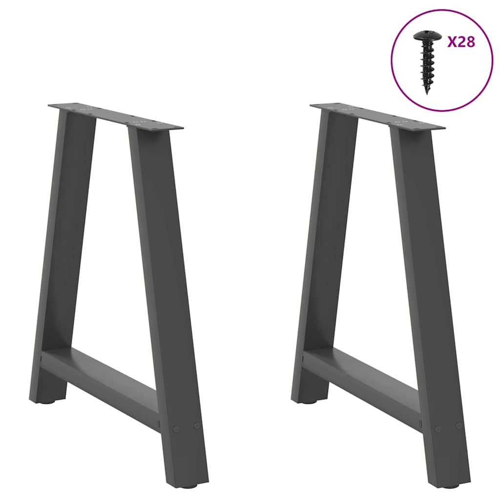 vidaXL Patas de mesa centro forma A 2uds acero antracita 80x(72-73) cm