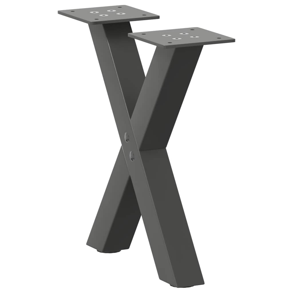 vidaXL Patas de mesa centro forma X 2uds acero antracita 30x(30-31) cm