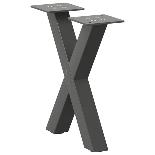 vidaXL Patas de mesa centro forma X 2uds acero antracita 30x(30-31) cm