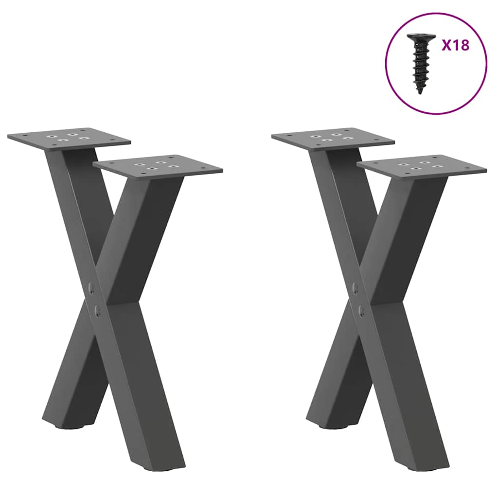 vidaXL Patas de mesa centro forma X 2uds acero antracita 30x(30-31) cm