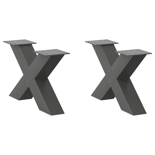 vidaXL Patas de mesa centro forma X 2uds acero antracita 60x(30-31) cm