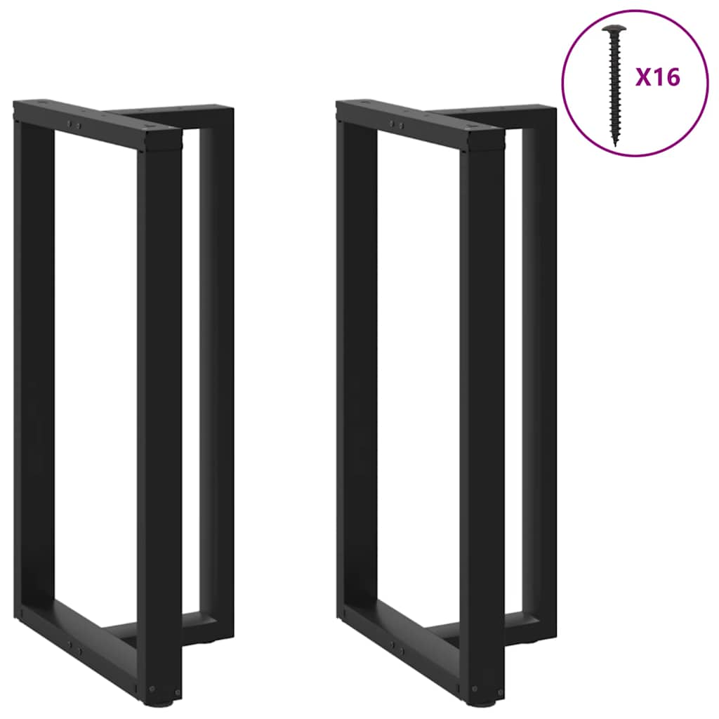 vidaXL Patas de mesa bar forma T 2 uds acero negro 60x35x(111-112) cm