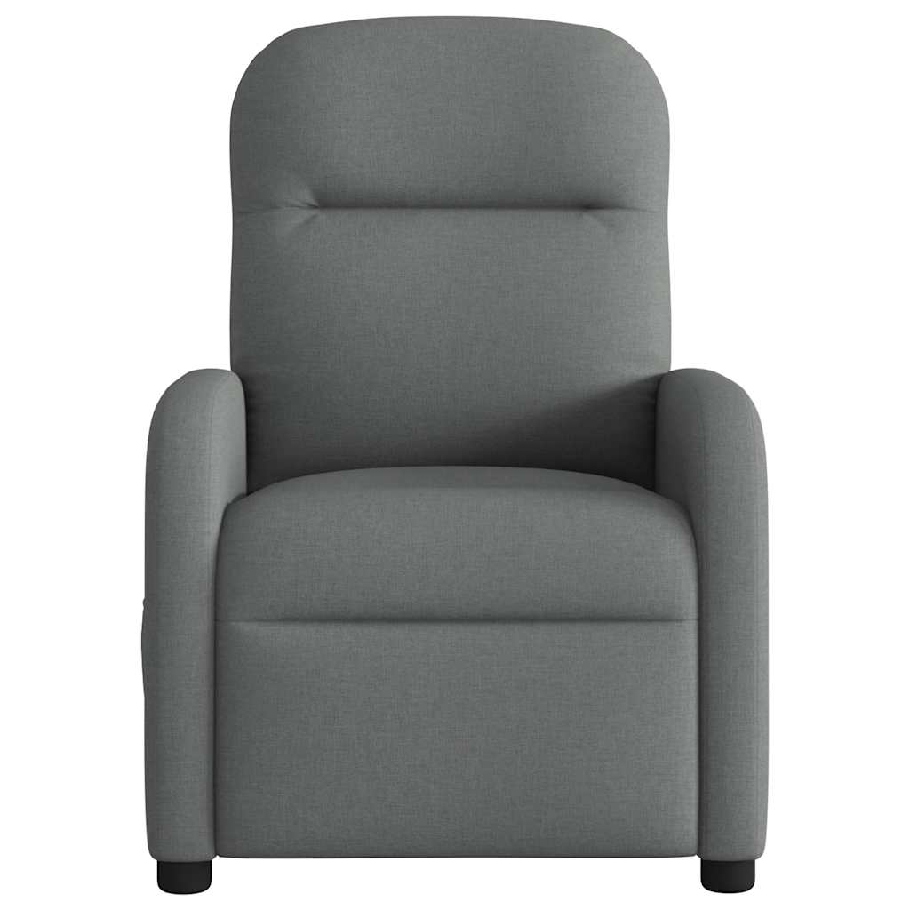 vidaXL Sillón de masaje reclinable de tela gris oscuro