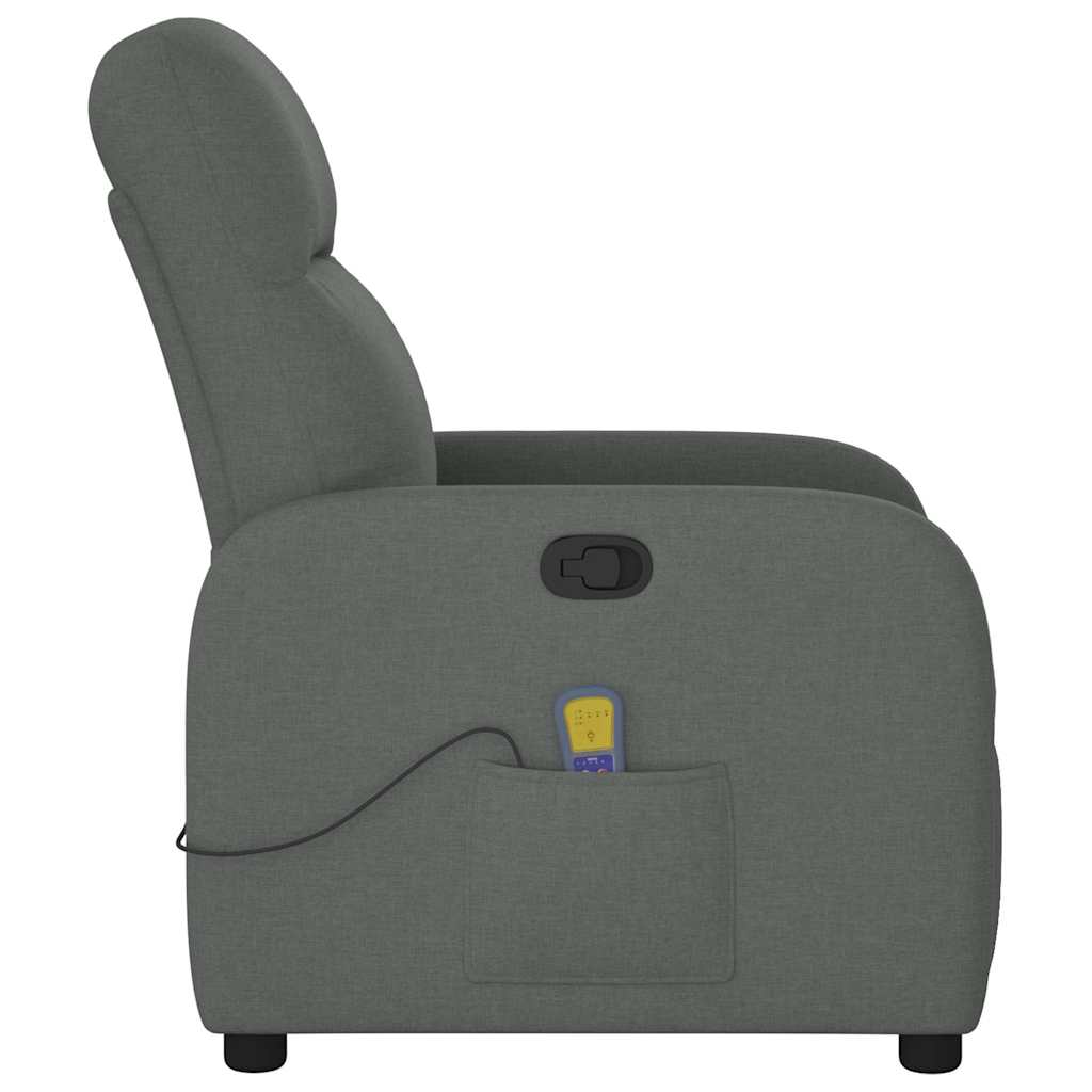 vidaXL Sillón de masaje reclinable de tela gris oscuro