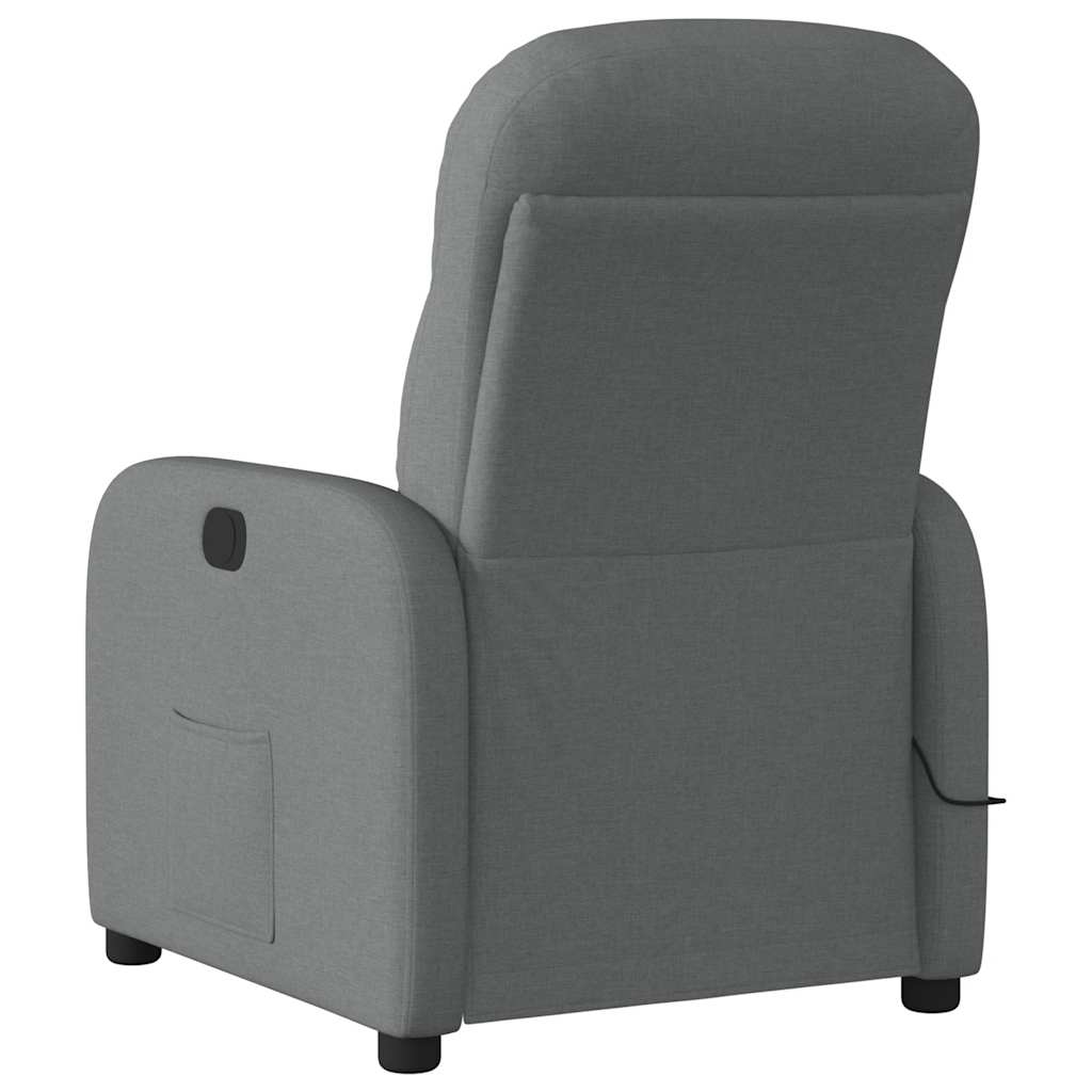 vidaXL Sillón de masaje reclinable de tela gris oscuro