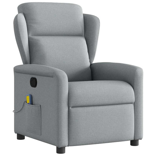 vidaXL Sillón reclinable de masaje de tela gris claro