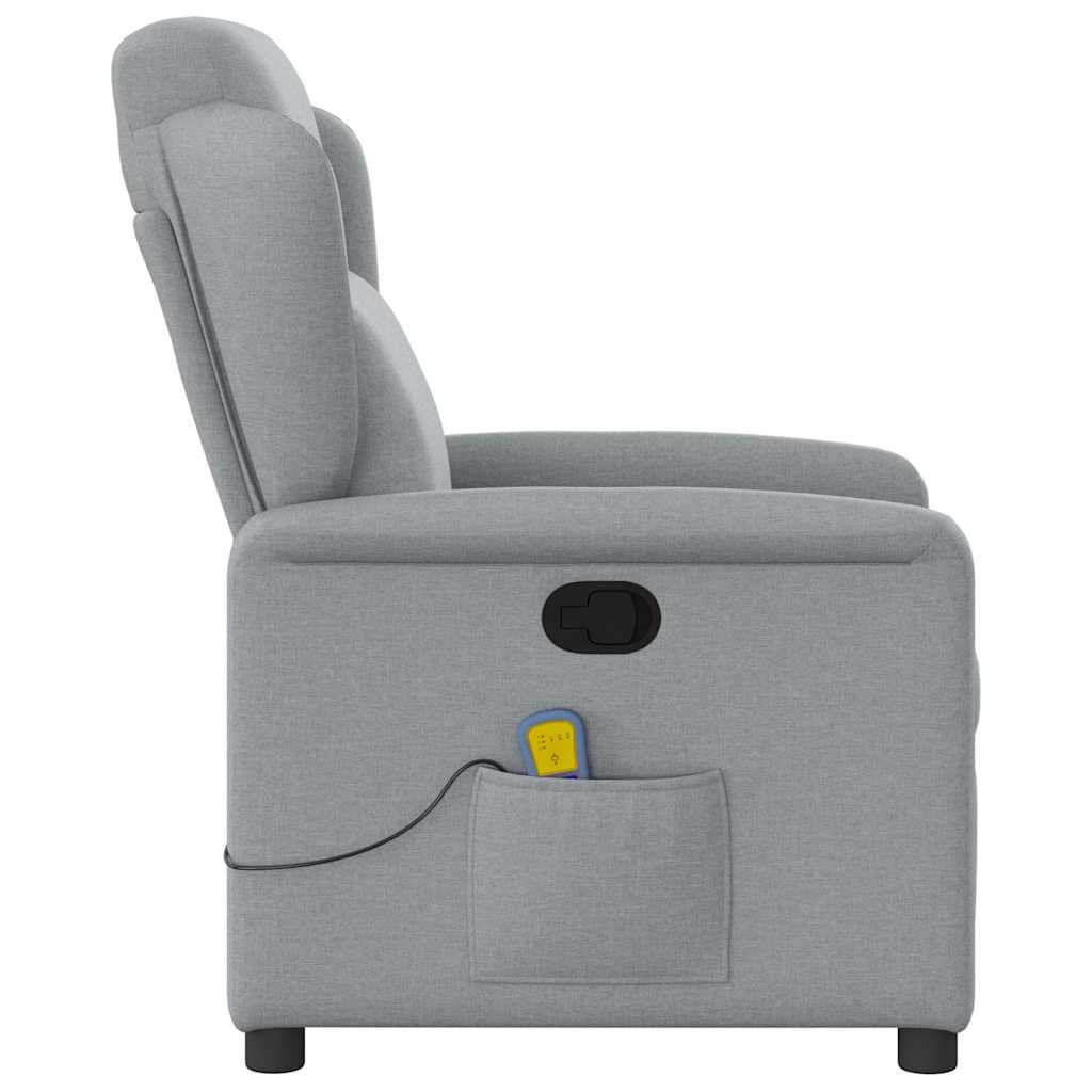 vidaXL Sillón reclinable de masaje de tela gris claro