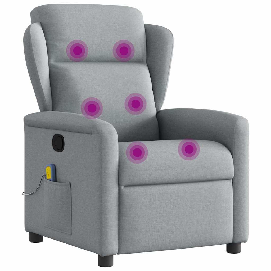 vidaXL Sillón reclinable de masaje de tela gris claro