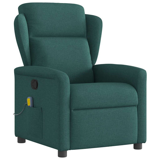 vidaXL Sillón de masaje reclinable de tela verde oscuro