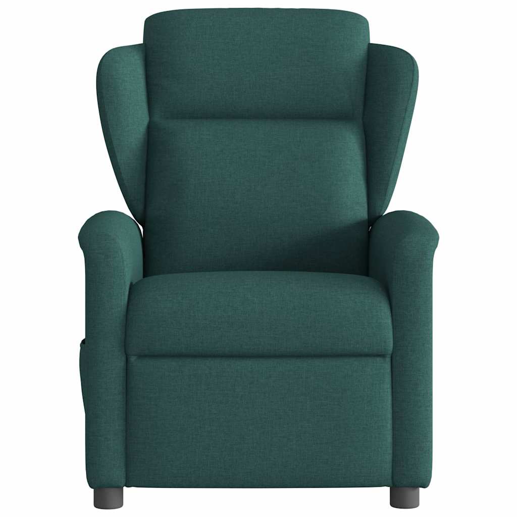 vidaXL Sillón de masaje reclinable de tela verde oscuro