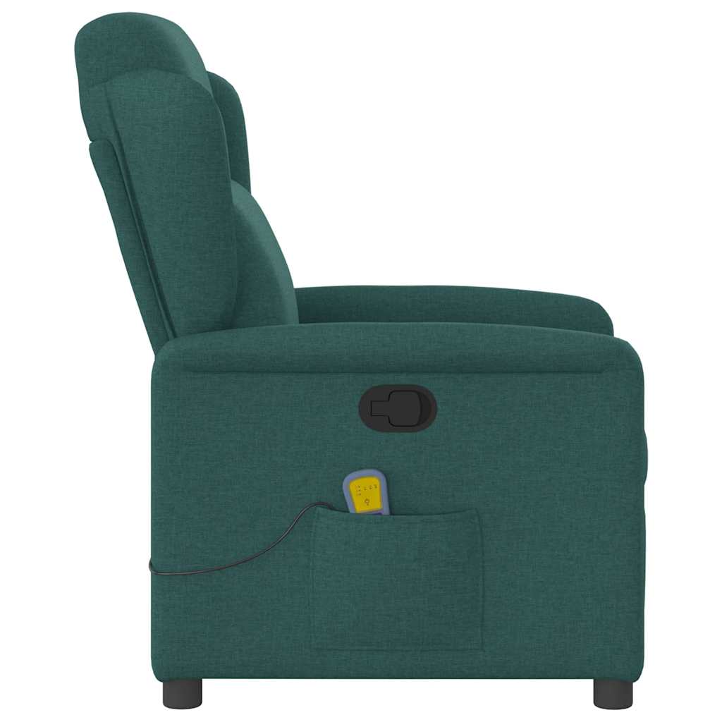 vidaXL Sillón de masaje reclinable de tela verde oscuro