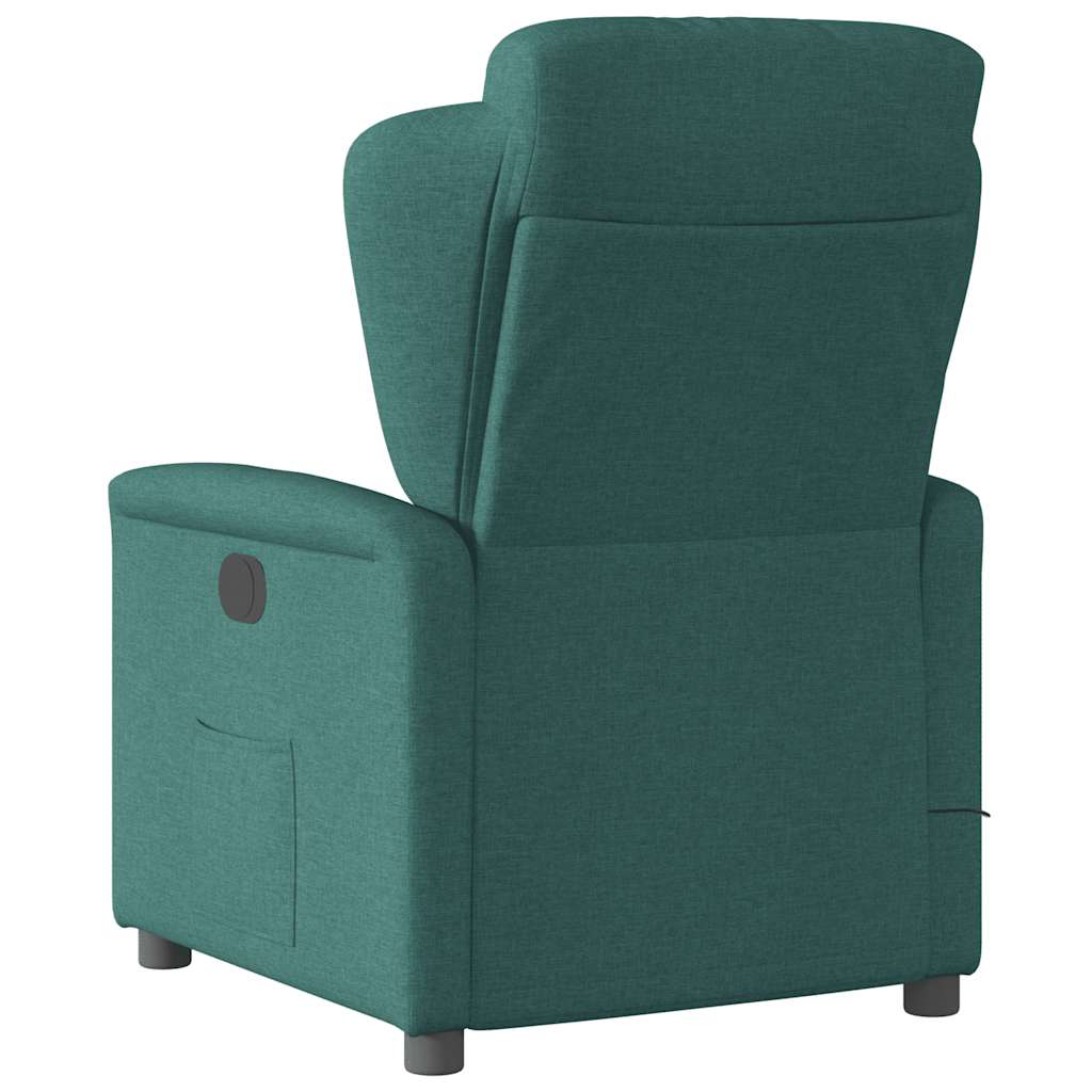 vidaXL Sillón de masaje reclinable de tela verde oscuro