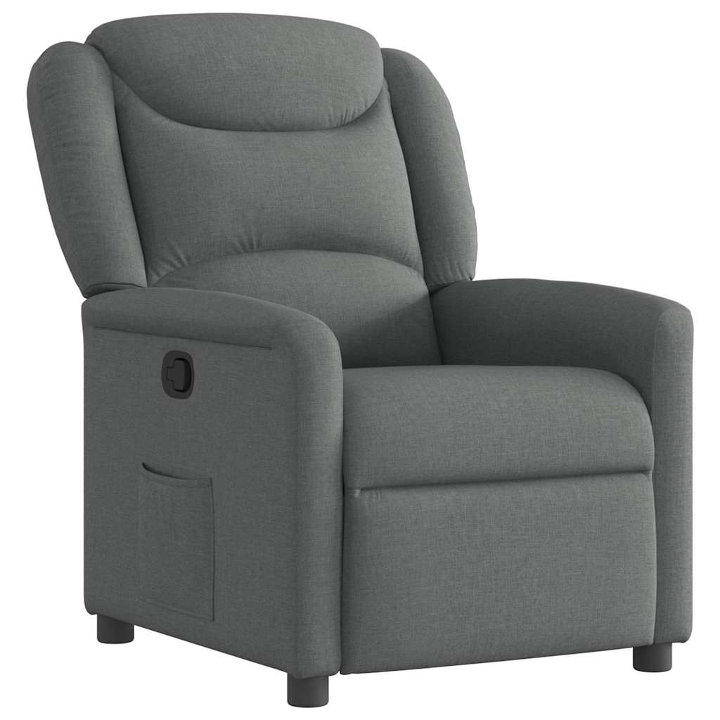 vidaXL Sillón reclinable de tela gris oscuro