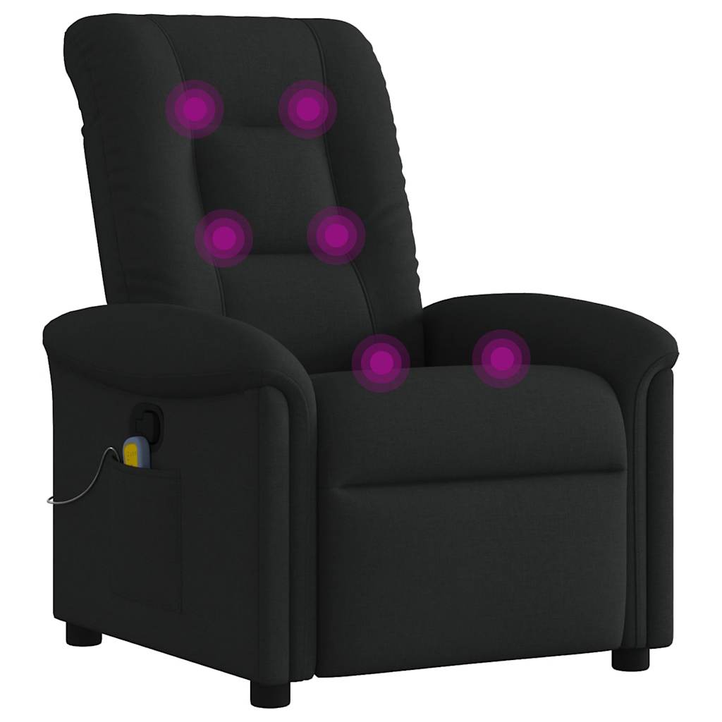 vidaXL Sillón reclinable de masaje de tela negro