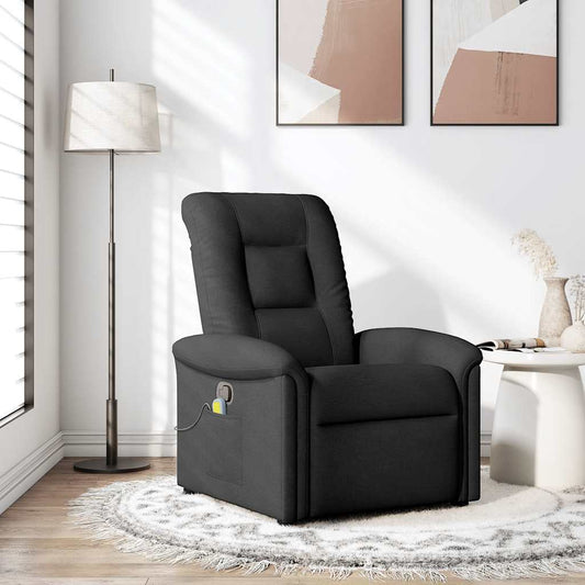 vidaXL Sillón reclinable de masaje de tela negro