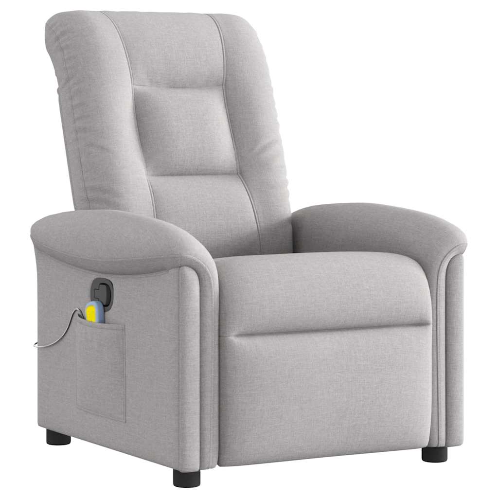 vidaXL Sillón de masaje reclinable de tela gris nube