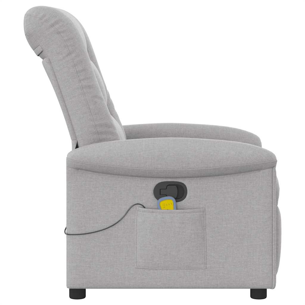 vidaXL Sillón de masaje reclinable de tela gris nube