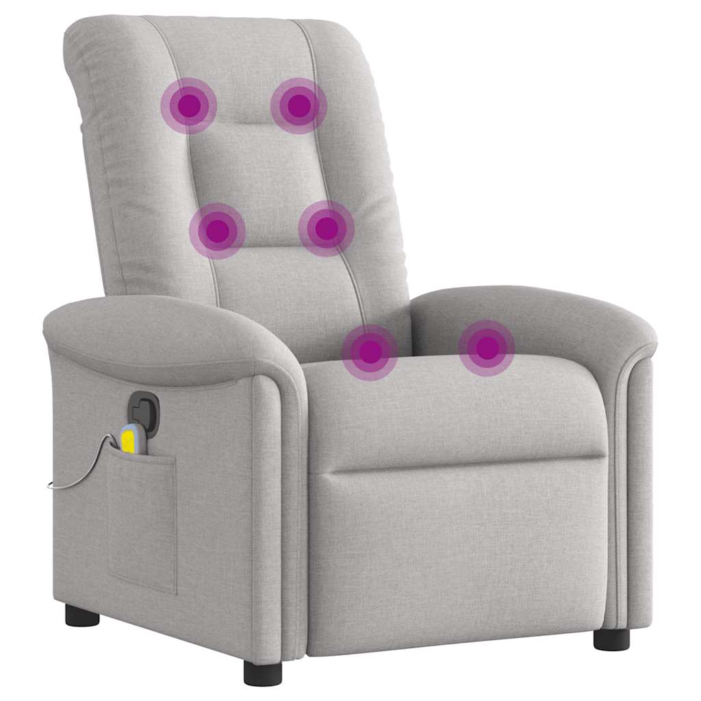 vidaXL Sillón de masaje reclinable de tela gris nube