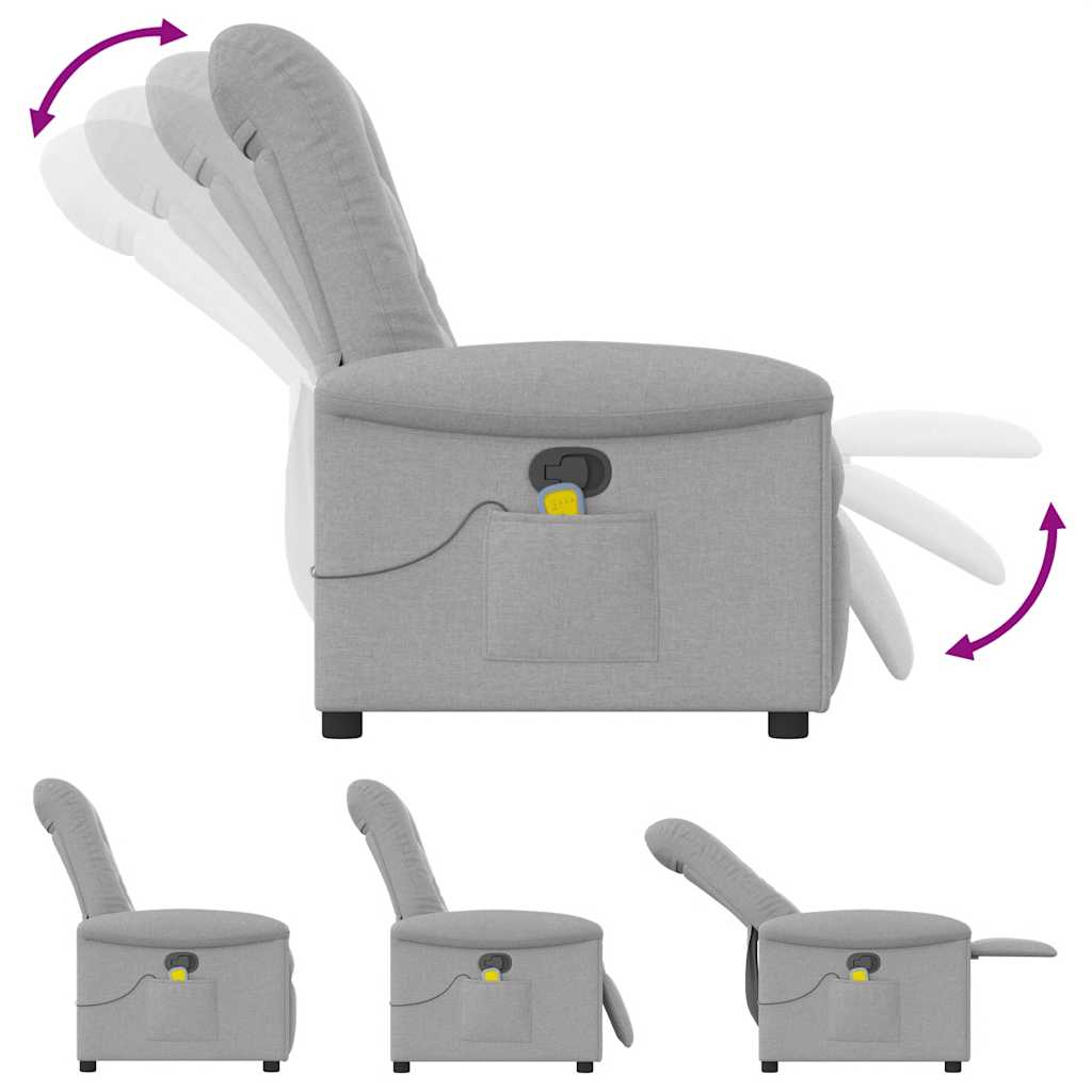 vidaXL Sillón de masaje reclinable de tela gris nube