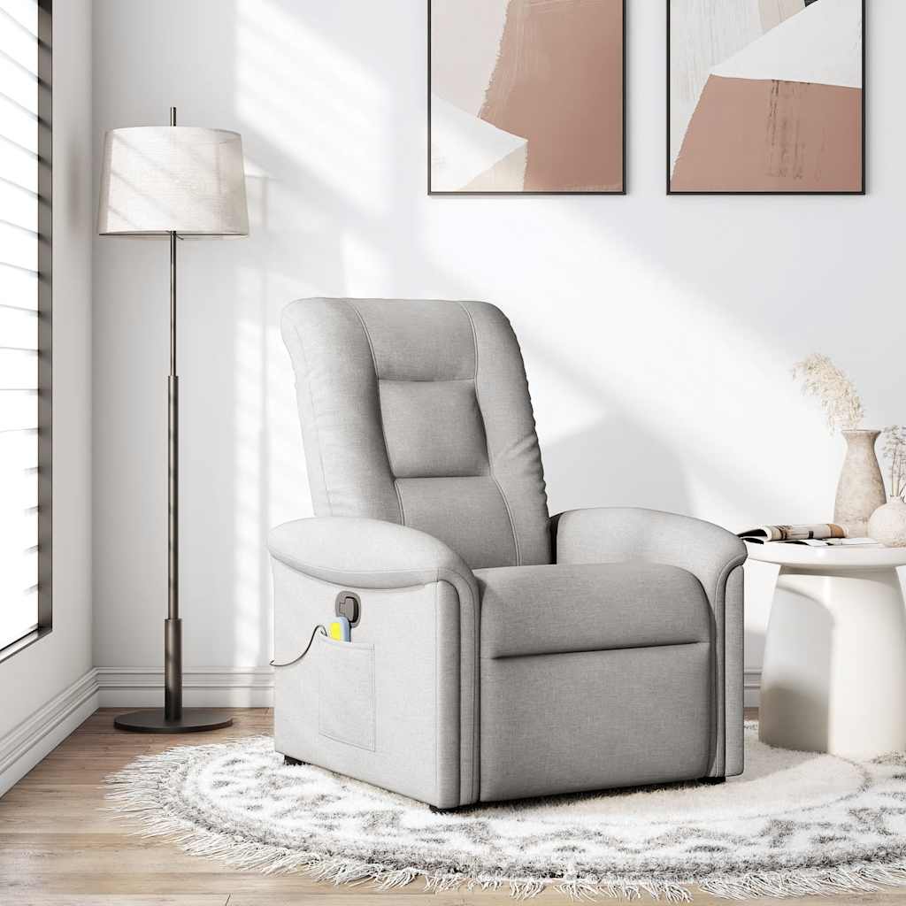 vidaXL Sillón de masaje reclinable de tela gris nube