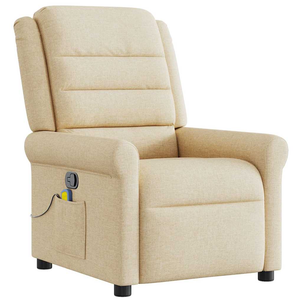 vidaXL Sillón de masaje reclinable de tela crema