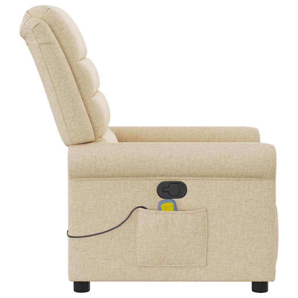 vidaXL Sillón de masaje reclinable de tela crema