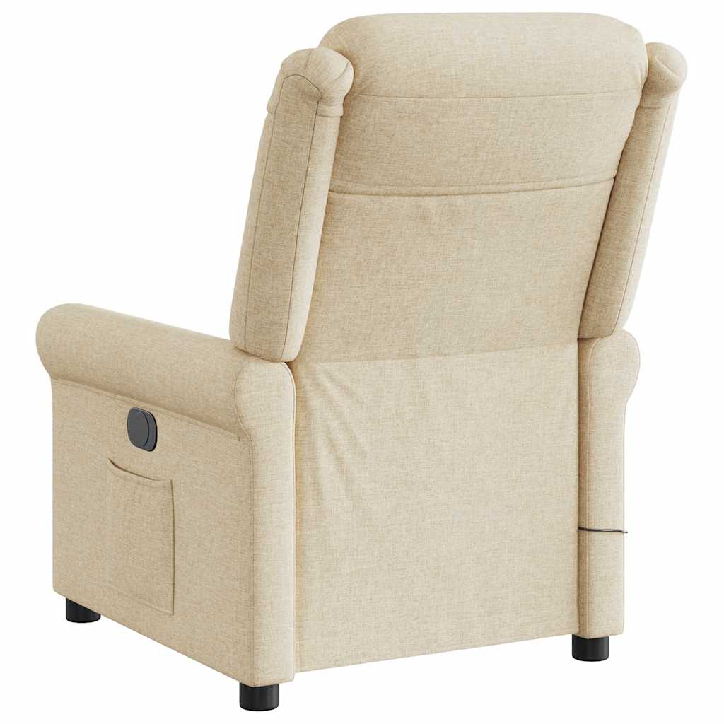 vidaXL Sillón de masaje reclinable de tela crema