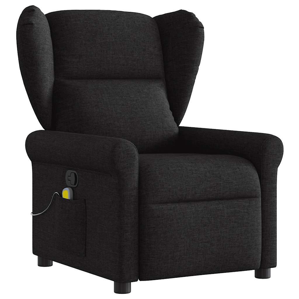 vidaXL Sillón reclinable de masaje de tela negro