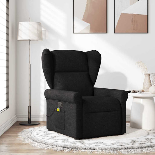 vidaXL Sillón reclinable de masaje de tela negro