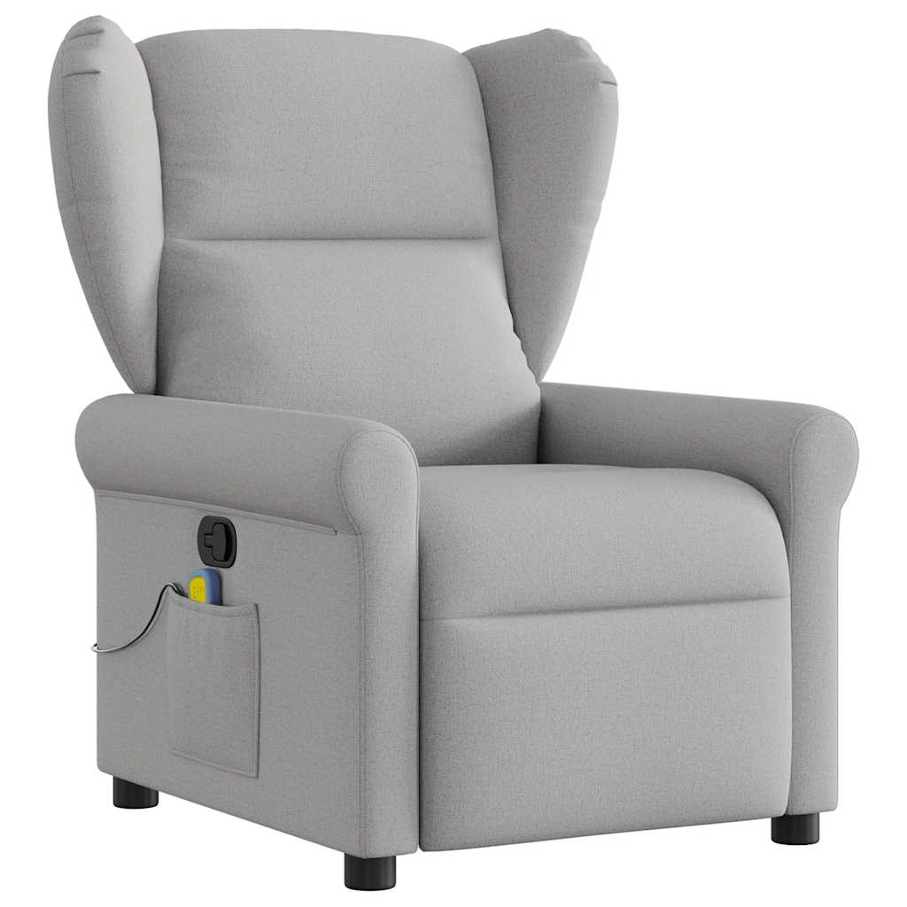 vidaXL Sillón de masaje reclinable de tela gris nube