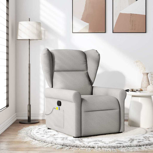 vidaXL Sillón de masaje reclinable de tela gris nube