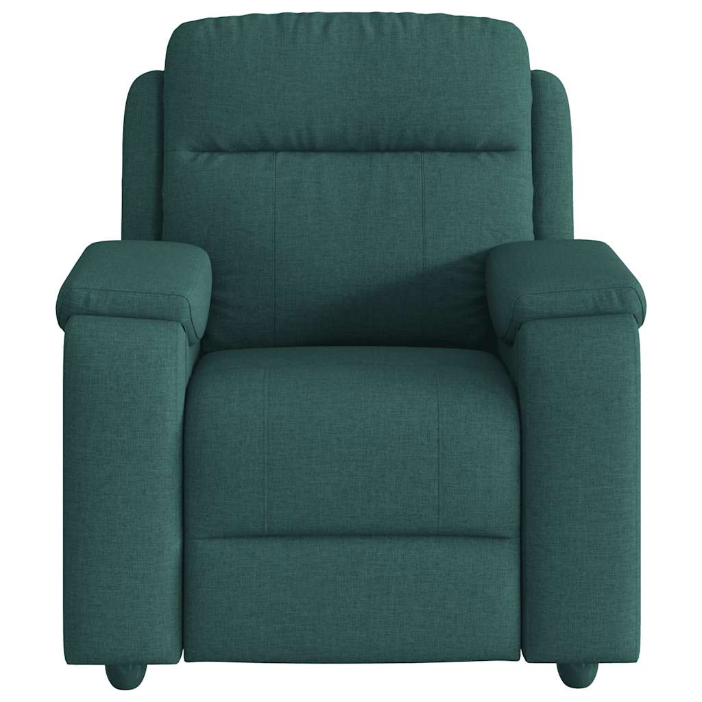 vidaXL Sillón de masaje reclinable de tela verde oscuro