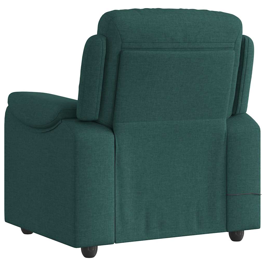 vidaXL Sillón de masaje reclinable de tela verde oscuro