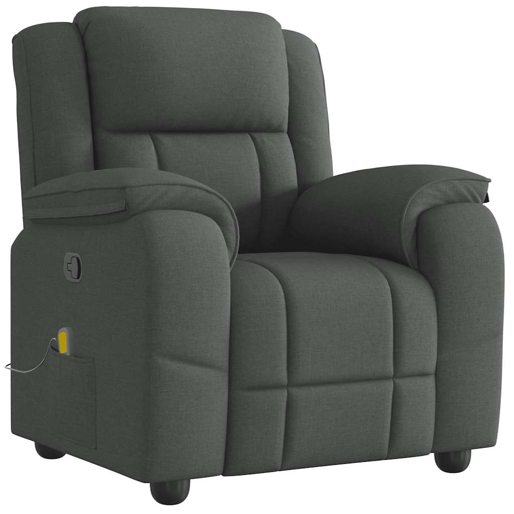 vidaXL Sillón de masaje reclinable de tela gris oscuro