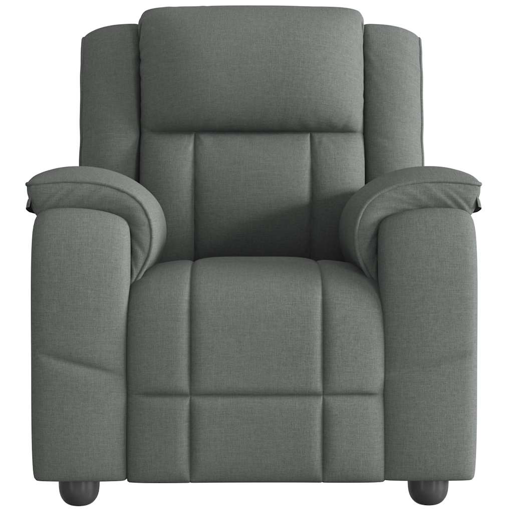 vidaXL Sillón de masaje reclinable de tela gris oscuro