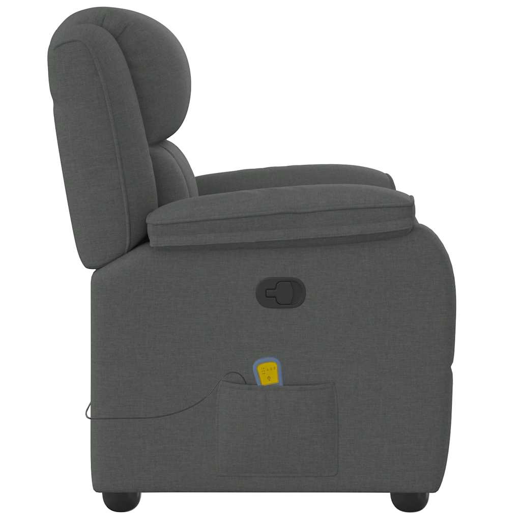 vidaXL Sillón de masaje reclinable de tela gris oscuro