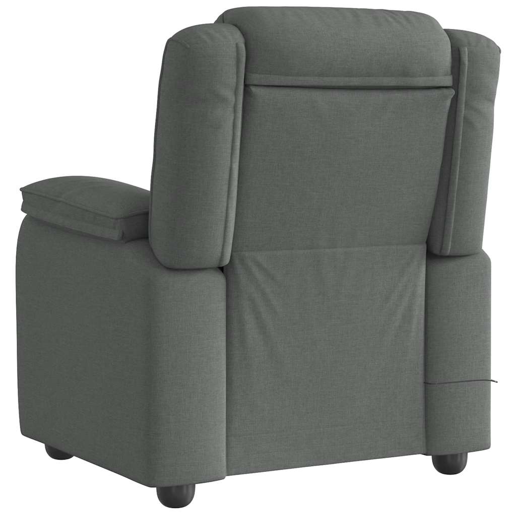 vidaXL Sillón de masaje reclinable de tela gris oscuro