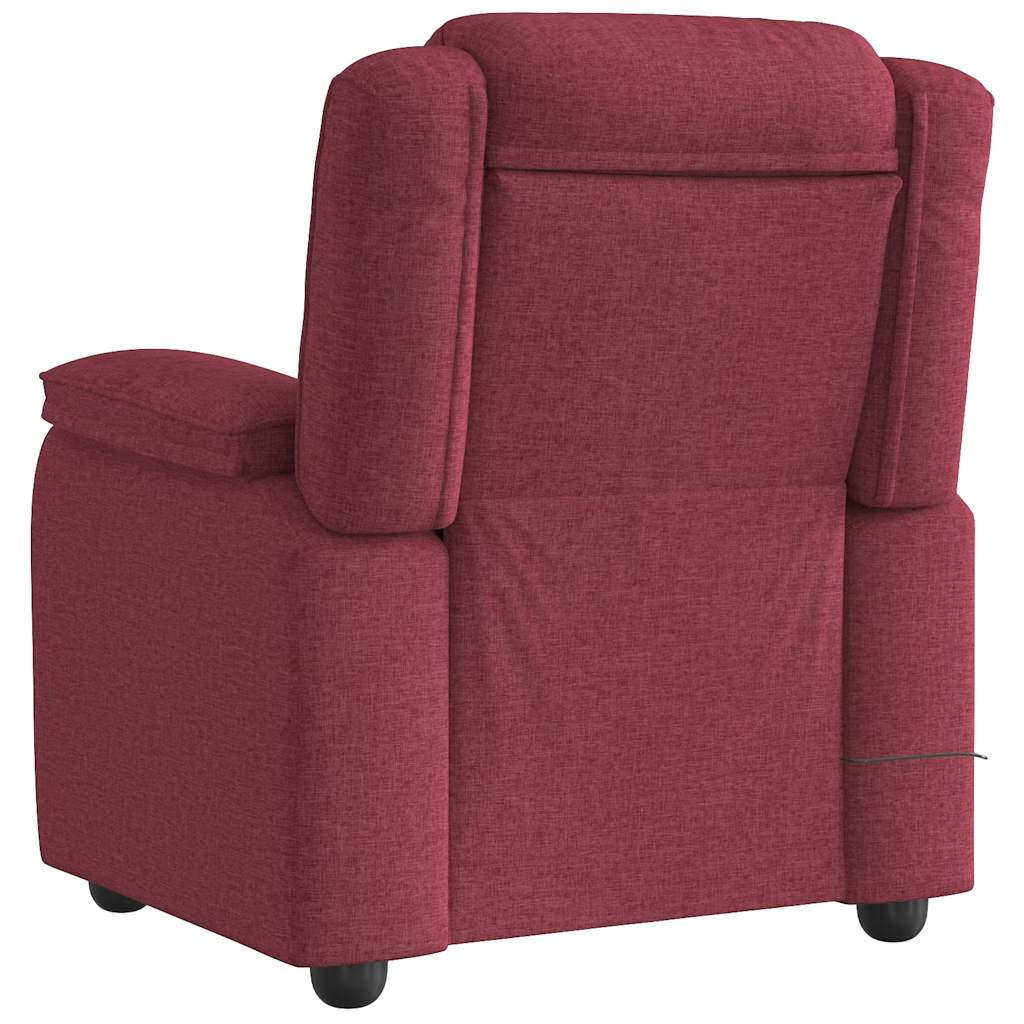 vidaXL Sillón de masaje reclinable de tela color vino tinto