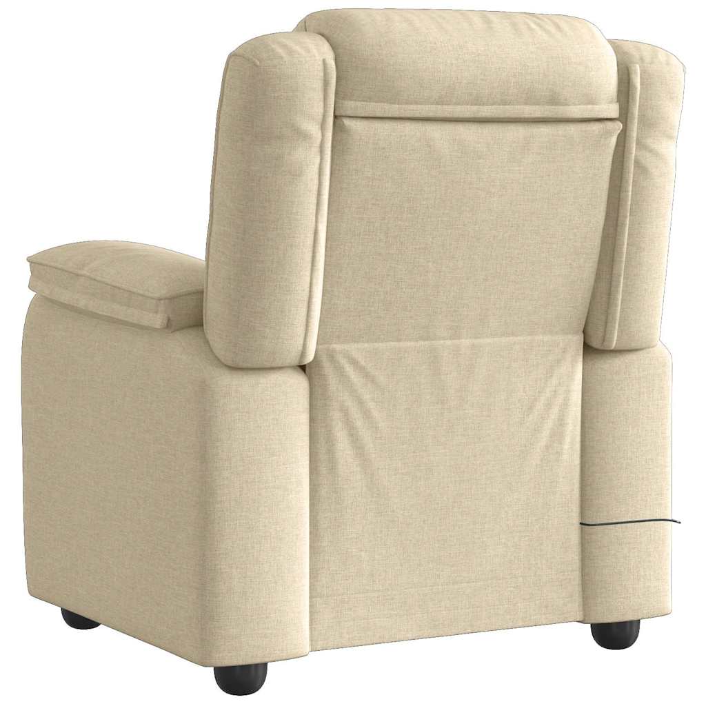 vidaXL Sillón de masaje reclinable de tela crema