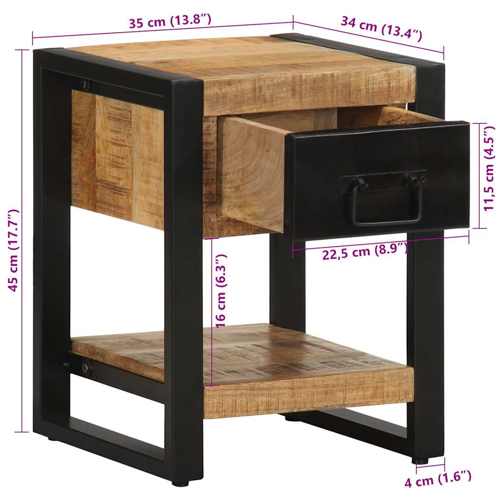 vidaXL Mesita de noche madera maciza de mango 35x34x45 cm