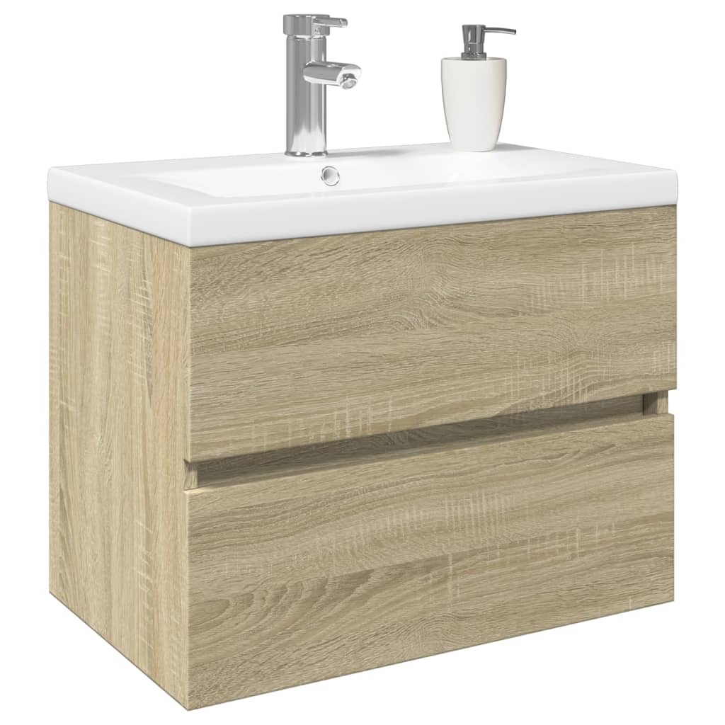 vidaXL Set de muebles de baño 2 pzas cerámica y madera de ingeniería